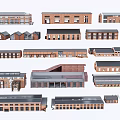 Various Industrial Factory Building Designs With Different Roofs And Window Structures