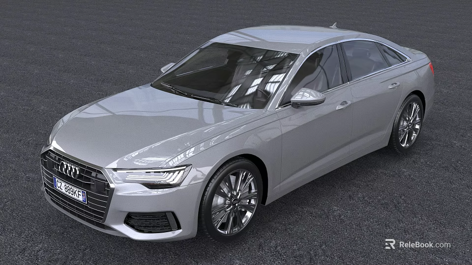 Silver Audi Sedan Featuring Sleek Design Alloy Wheels And Modern Front Grille 3d model 