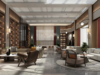 New Chinese Reception Area Leisure Reception Area 3d model