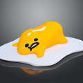 Cute Yellow Animal Character Lying On White Surface With Playful Expression And Soft Texture 3d model