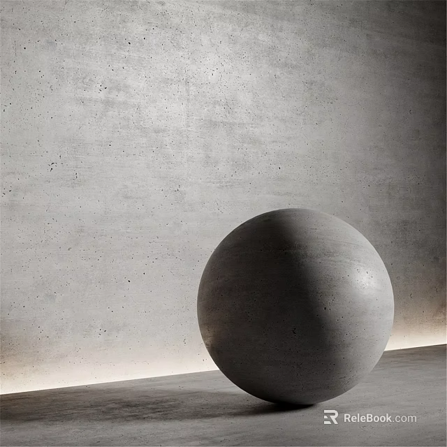 Modern Minimalist Concrete Sphere Decor With Smooth Surface And Textured Wall 3d model 