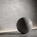 Modern Minimalist Concrete Sphere Decor With Smooth Surface And Textured Wall