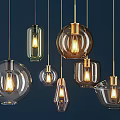 Modern Glass Pendant Lights with Various Geometric Shapes and Warm Illumination