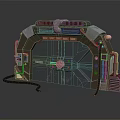 Sci Fi Style Passage Doorway with Metal Frame Control Panels and Indicator Lights 3d model