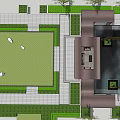 Garden Landscape Design With Symmetrical Lawn Stone Pathways And Water Feature