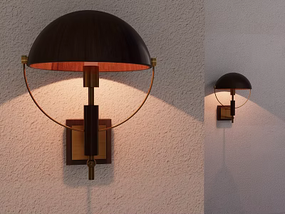 Modern Wall Lamp Design With Wooden Shade And Metal Frame Accents 3d model