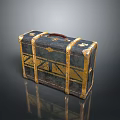 Vintage Black Suitcase With Golden Accents And Red Handle For Daily Travel Storage
