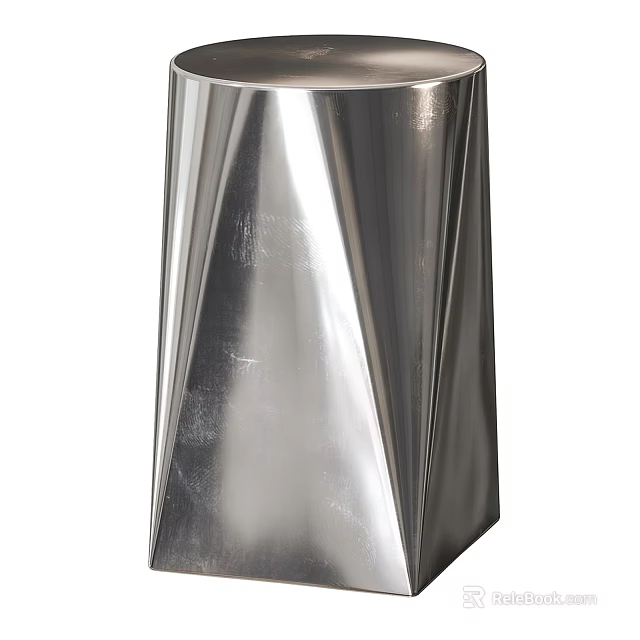Polished Stainless Steel Modern Side Table With Angular Geometric Design 3d model 