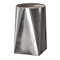 Polished Stainless Steel Modern Side Table With Angular Geometric Design