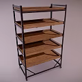 Four Tier Wooden Shelf Unit With Metal Frame Modern Storage Solution