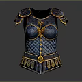 Intricate Decorative Chest Armor Featuring Blue Gold Accents And Scaled Patterns 3d model