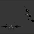 Two Military Fighter Jets Gray And Camouflage Displayed On Dark Background