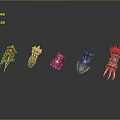 Unique Game Weapons With Decorative Spiked Red Golden Gemstone And Claw Designs