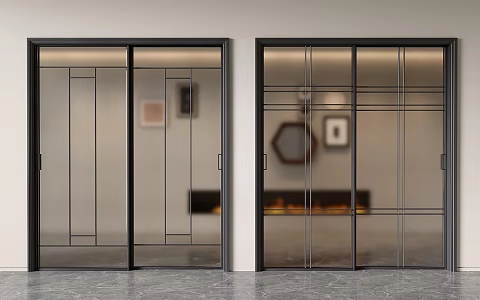 Modern sliding door glass sliding door sliding door kitchen balcony 3d model