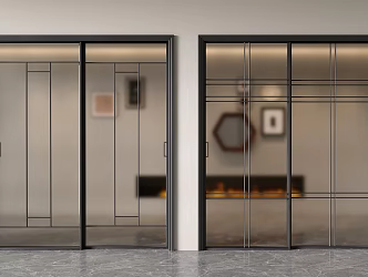 Modern sliding door glass sliding door sliding door kitchen balcony 3d model