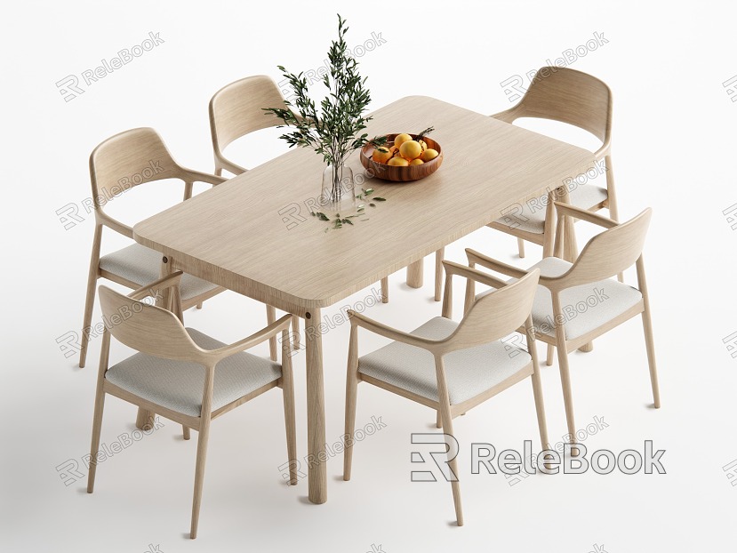 Log Style Dining Table and Chair model