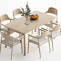 Log Style Dining Table and Chair 3d model