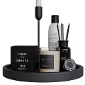 Black Tray With Soap Bar Candle Reed Diffuser And Bottles 3d model
