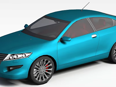 Stylish Blue Coupe Car With Red Interior Seats And Silver Alloy Wheels 3d model
