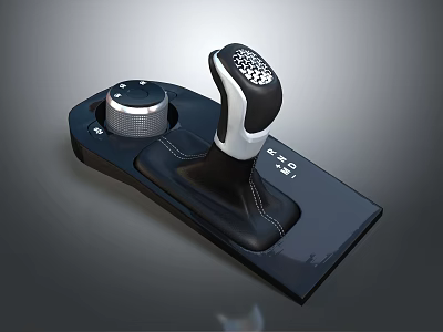 Car Gear Shift Lever With Black Base White Handle And Control Knob In Automotive Interior 3d model