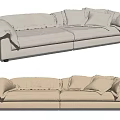Modern double sofa multiplayer sofa 3d model