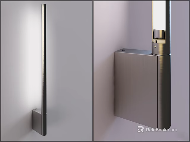 Modern Silver Metal Wall Sconce With Sleek Design Mounted On White Wall 3d model 