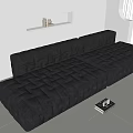 Black Leather Sectional Sofa With Tufted Design In Modern Minimalist Interior 3d model