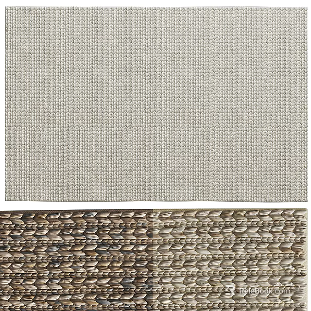 Light Gray Woven Square Rug With Textured Beige And Brown Pattern Design 3d model 