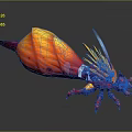 Colorful Fantasy Insect With Large Orange Red Wings Blue Purple Body And Red Legs