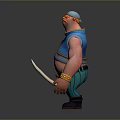 Cartoon Muscular Man With Blue Hat Red Beard Blue Vest Striped Pants And Golden Bracelets