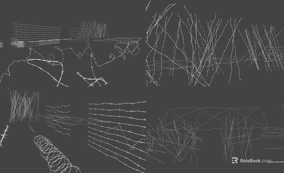 Various Fence Sketch Designs With Different Line Patterns And Structures 3d model 