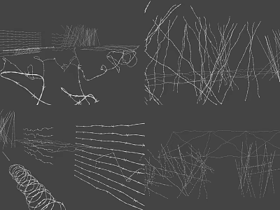 Various Fence Sketch Designs With Different Line Patterns And Structures 3d model