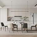 Modern Restaurant Interior With Dining Table Chairs Pendant Lights And Minimalist Design