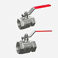 Two Stainless Steel Ball Valves With Red Handles And 1 2 Inch Size