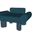 Comfortable Modern Blue Single Sofa With Upholstered Design And Cylindrical Legs 3d model
