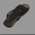 Black Leather Slippers With Yellow Stitching And Strap Design Textured Sole 3d model