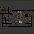 Cartoon 3D Dungeon Scene With Multiple Rooms Barrels And Interior Details