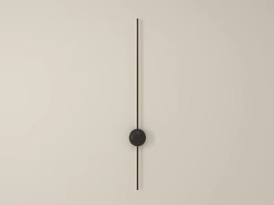 Minimalist Wall Lamp With Vertical Black Rod And Round Accent On Beige Wall 3d model