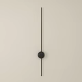Minimalist Wall Lamp With Vertical Black Rod And Round Accent On Beige Wall