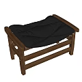 Modern Wooden Frame Stool With Black Padded Cushion For Comfortable Seating Experience