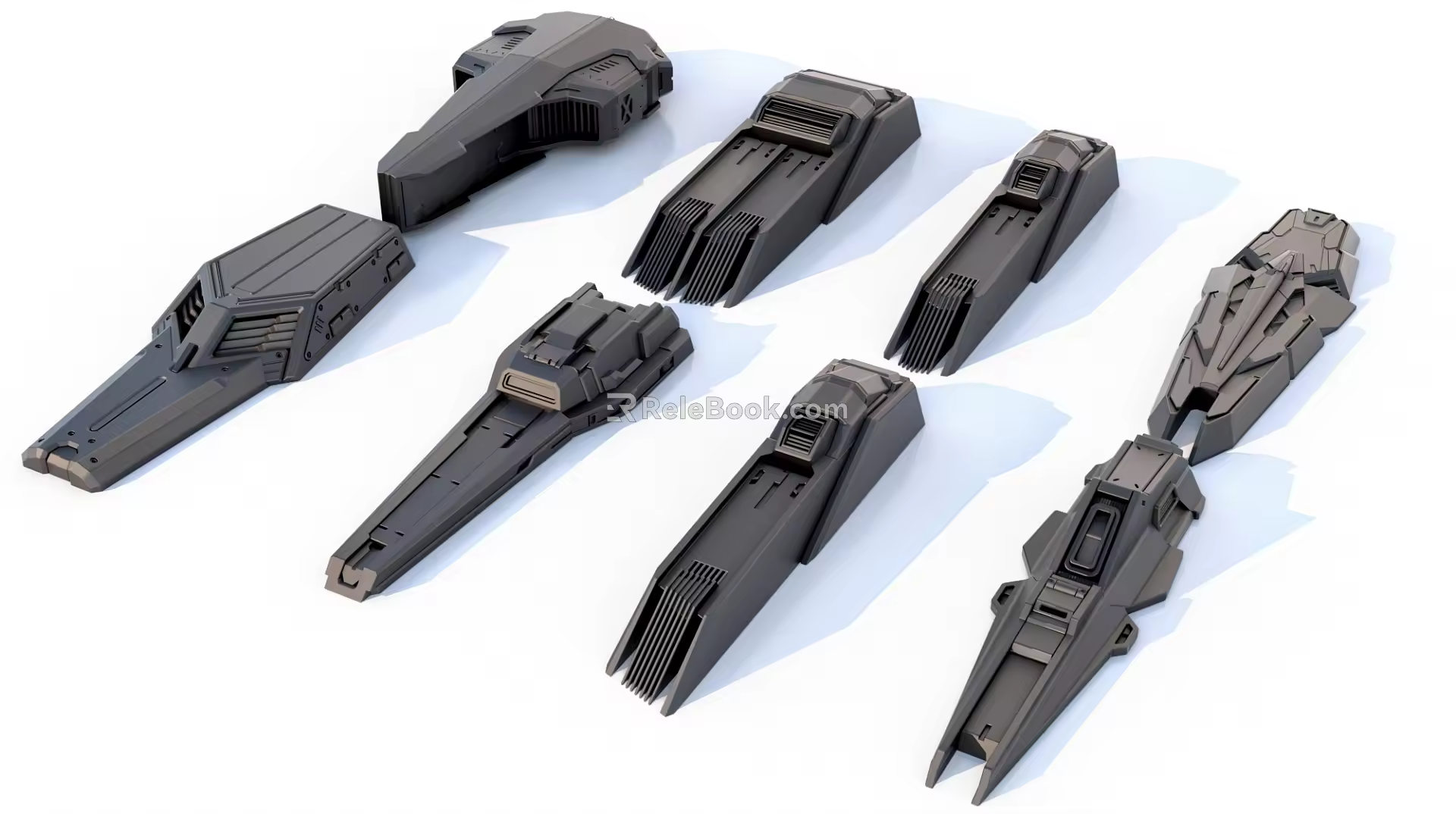 sci-fi mechanical parts hard surface combination 3d model