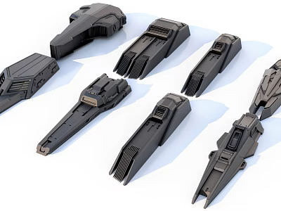 Black Industrial Equipment Mechanical Components With Precision Metal Structures And Various Shapes 3d model