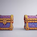 Purple And Golden Fantasy Style Treasure Chests With Stone Textured Design
