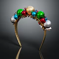Festive Christmas Headband Decorated With Colorful Baubles And Gold Frame