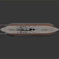 White Battleship Model With Turrets Chimneys Masts Floating On Dark Background 3d model