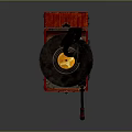 Vintage Red Phonograph with Black Turntable and Yellow Record as Classic Living Accessory