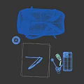 Stylish Accessory Decor Set With Beige Handbag Transparent Water Bottle Magazine Sunglasses Mobile Phone Keys