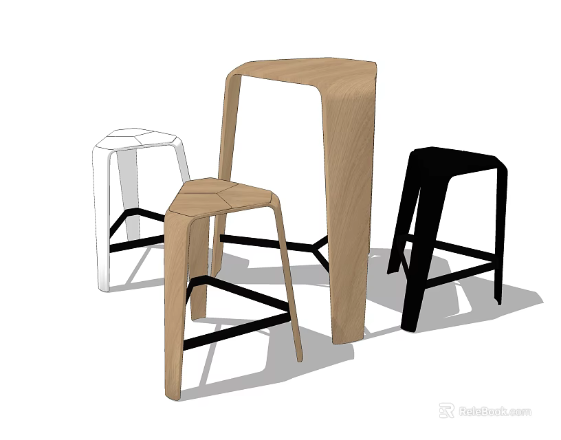 Modern Bar Stools In Different Colors And Stylish Designs For Kitchen 3d model