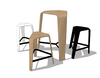 Modern Bar Stool Leisure Chair 3d model