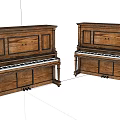 Vintage Wooden Pianos Musical Instruments With Classic Design And Black White Keys